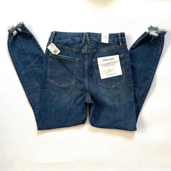 GOOD AMERICAN Good Legs High Waist Chew Hem Ankle Cigarette Jeans Sz 8/29 - Picture 4 of 8
